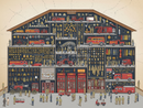 Broderie Diamant Caserne de Pompiers Vintage