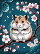 Broderie Diamant Hamster Fleurs de Cerisier