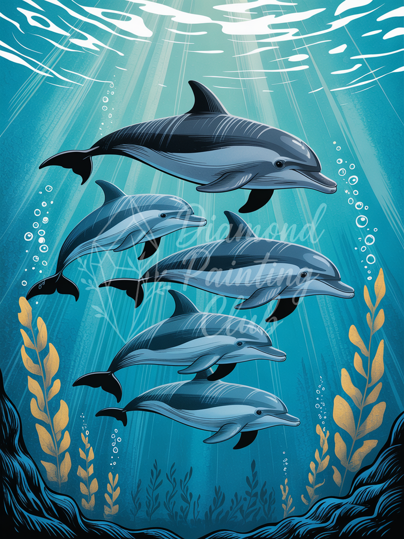 Broderie Diamant Ballet de Dauphins