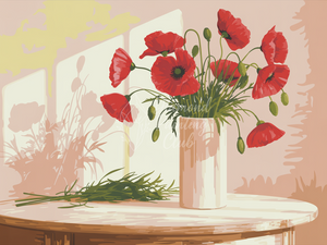 Broderie Diamant Vase de Coquelicots