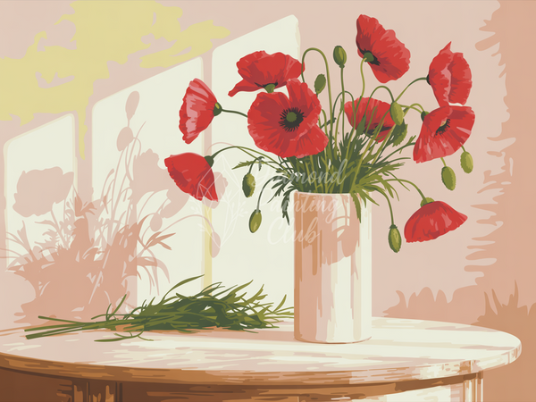 Broderie Diamant Vase de Coquelicots