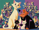 Broderie Diamant Les Chats Aristocrates Musiciens