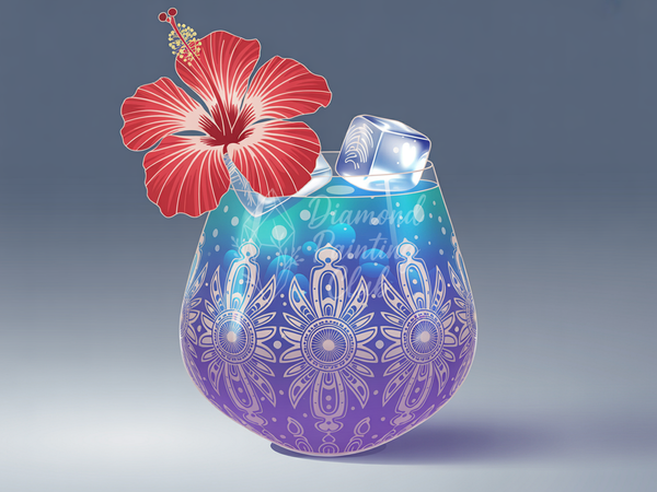 Broderie Diamant Verre Hibiscus
