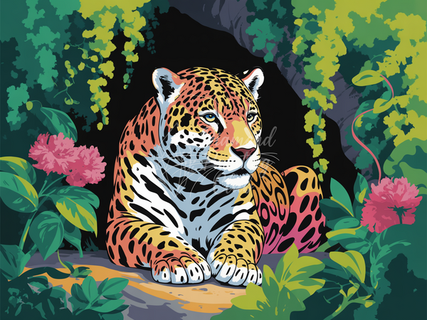 Broderie Diamant Jaguar au Repos