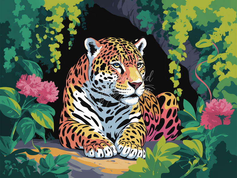 Broderie Diamant Jaguar au Repos