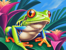 Broderie Diamant Grenouille Fleurie tropicale