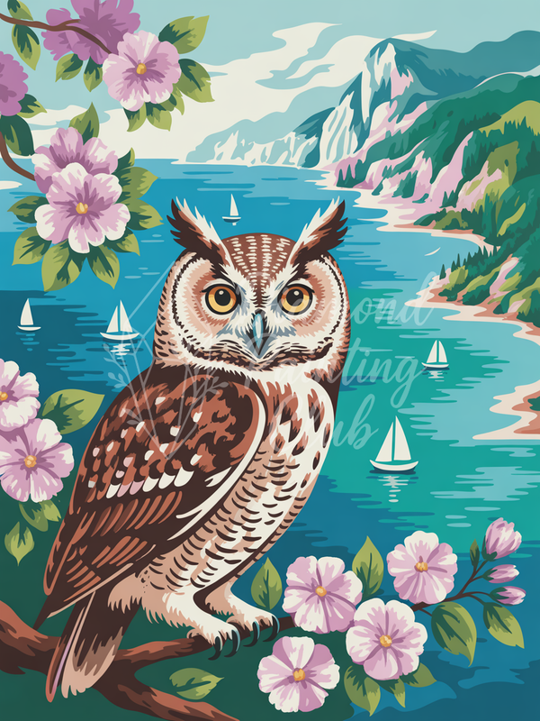 Broderie Diamant Chouette Bohème