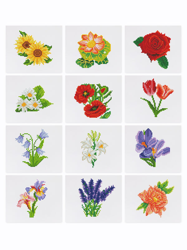 Mini Diamond Painting - Jardins Fleuris (12 pièces)
