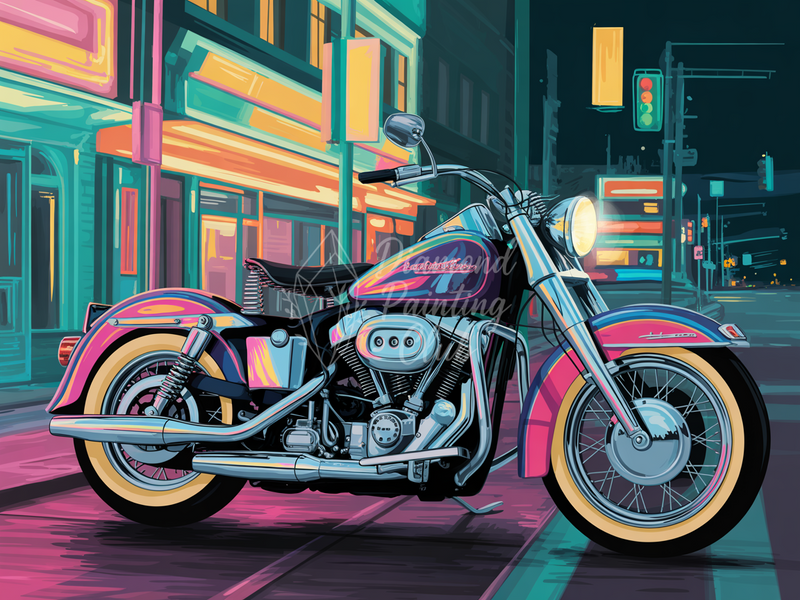 Broderie Diamant Harley Davidson Néons