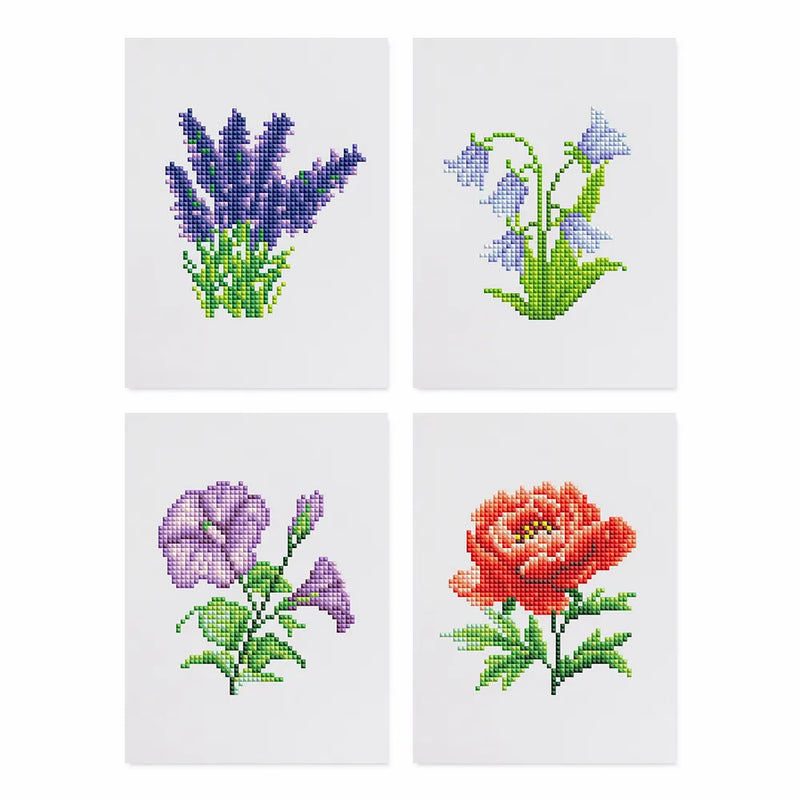 Mini Diamond Painting - Fleurs de Printemps (4 pièces)
