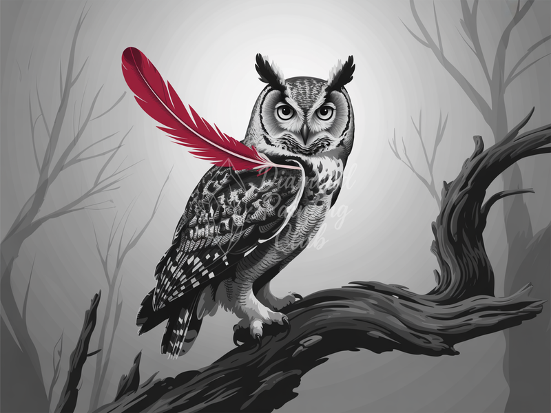 Broderie Diamant Chouette et Plume Écarlate