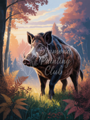 Broderie Diamant Sanglier Majestueux