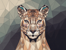 Broderie Diamant Portrait Polygonal du Puma
