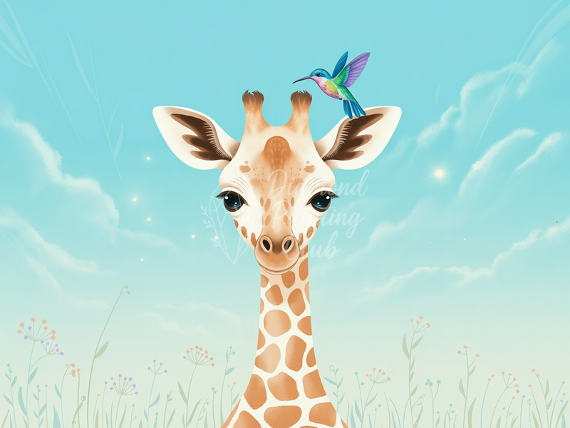 Broderie Diamant Girafe sous le Soleil