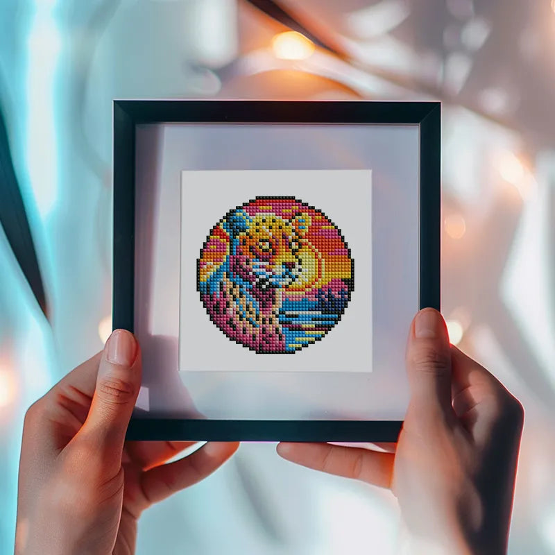 Mini Diamond Painting - Animaux Exotiques au Coucher de Soleil (4 pièces)
