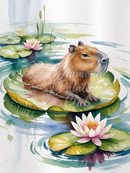 Broderie Diamant Capybara sur Nénuphar