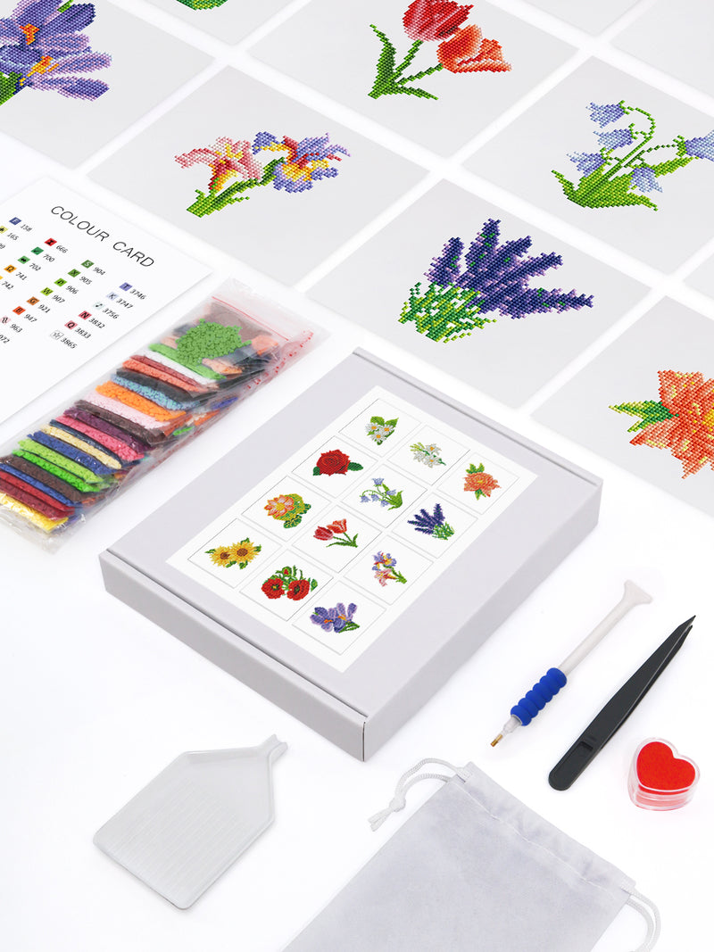 Mini Diamond Painting - Jardins Fleuris (12 pièces)