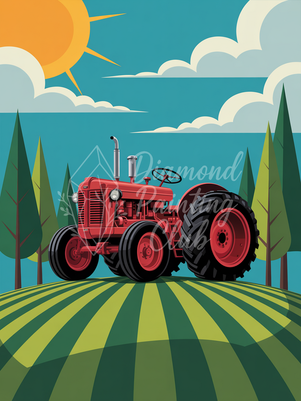 Broderie Diamant Tracteur Joyeux