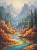 Broderie Diamant Montagnes Brumeuses