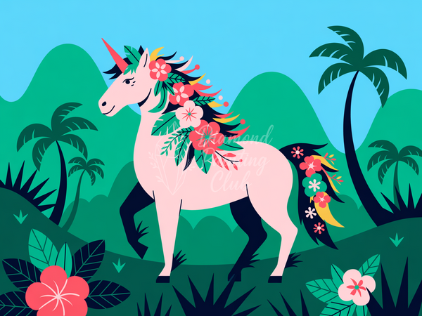 Broderie Diamant Licorne Fleurie