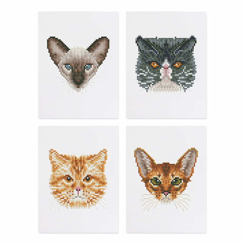 Mini Diamond Painting - Têtes de Chats (4 pièces)