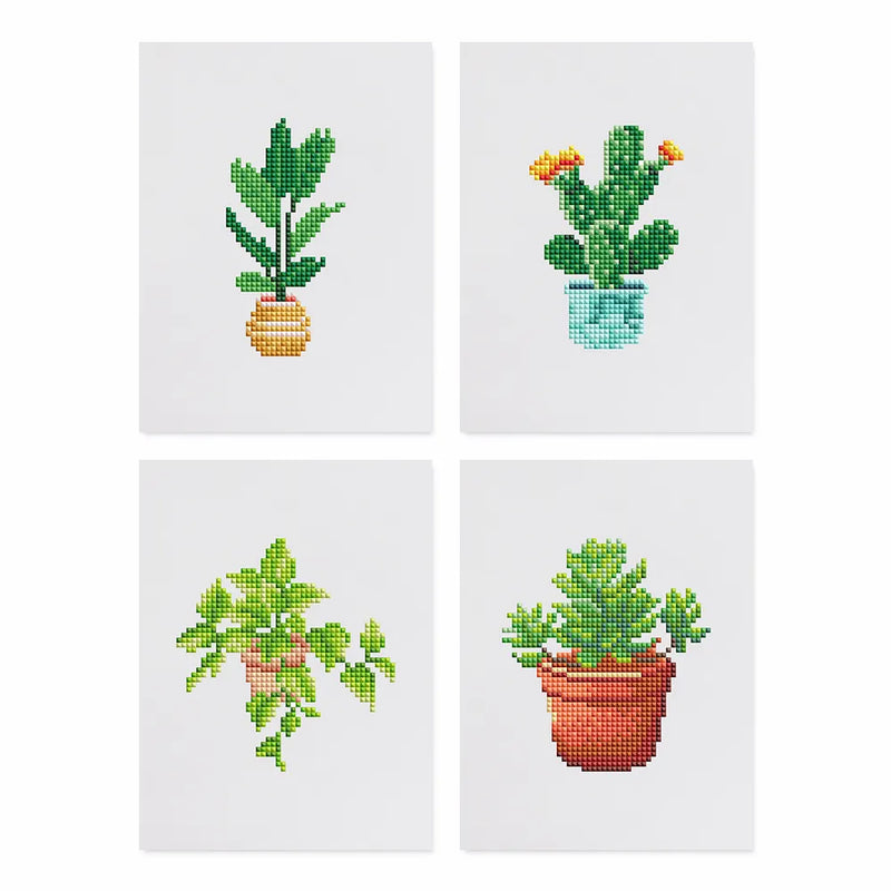 Mini Diamond Painting - Plantes en Pot (4 pièces)