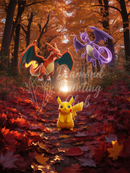 Broderie Diamant Pikachu et Dragons d'Automne