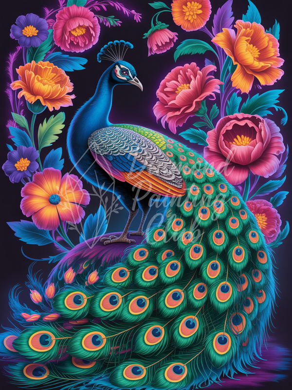 Broderie Diamant Paon Néon