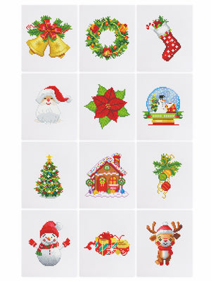 Mini Diamond Painting - Esprit de Noël Scintillant (12 pièces)