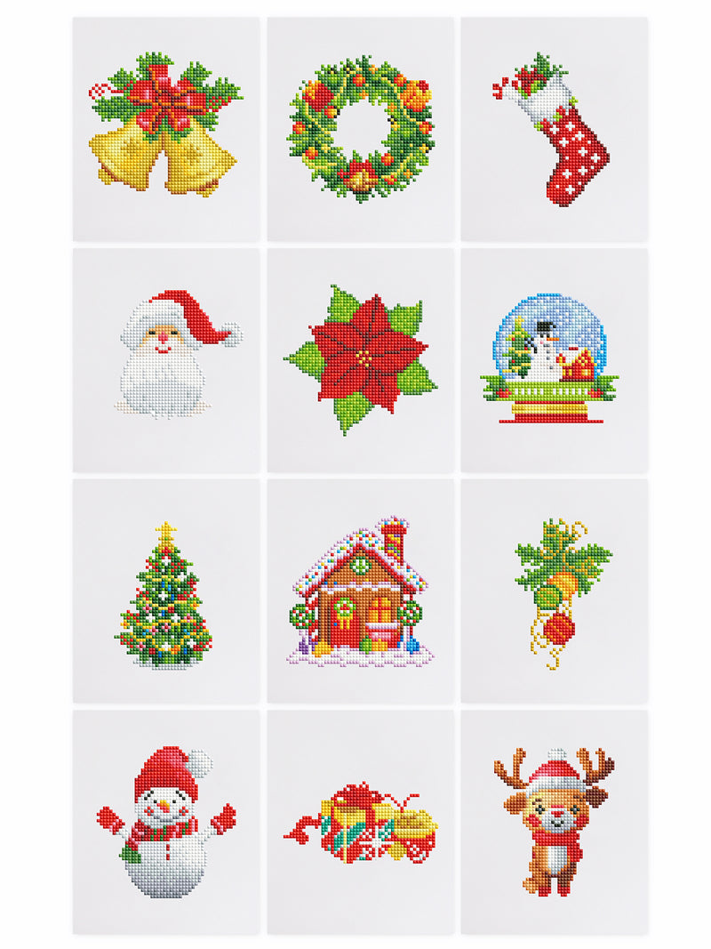 Mini Diamond Painting - Esprit de Noël Scintillant (12 pièces)