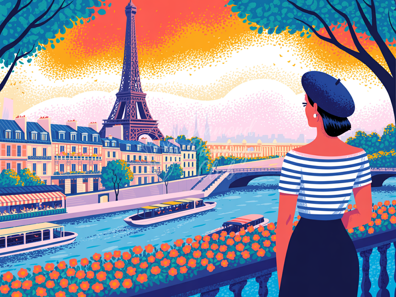 Broderie Diamant Parisienne Vue Tour Eiffel