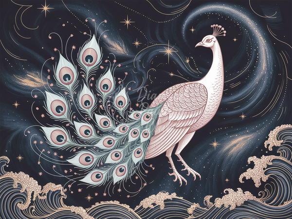 Broderie Diamant Paon Céleste