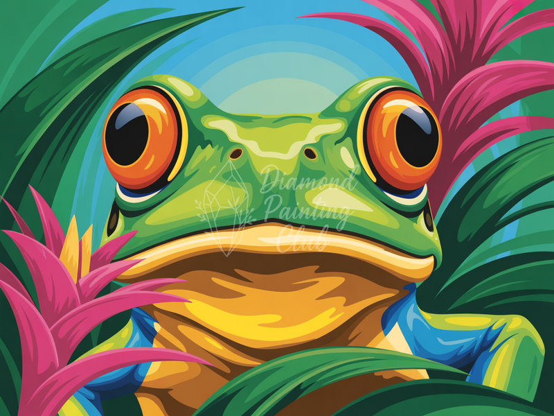 Broderie Diamant Gros Plan Grenouille