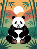 Broderie Diamant Panda au Coucher du Soleil