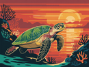 Broderie Diamant Tortue Récif Crépuscule