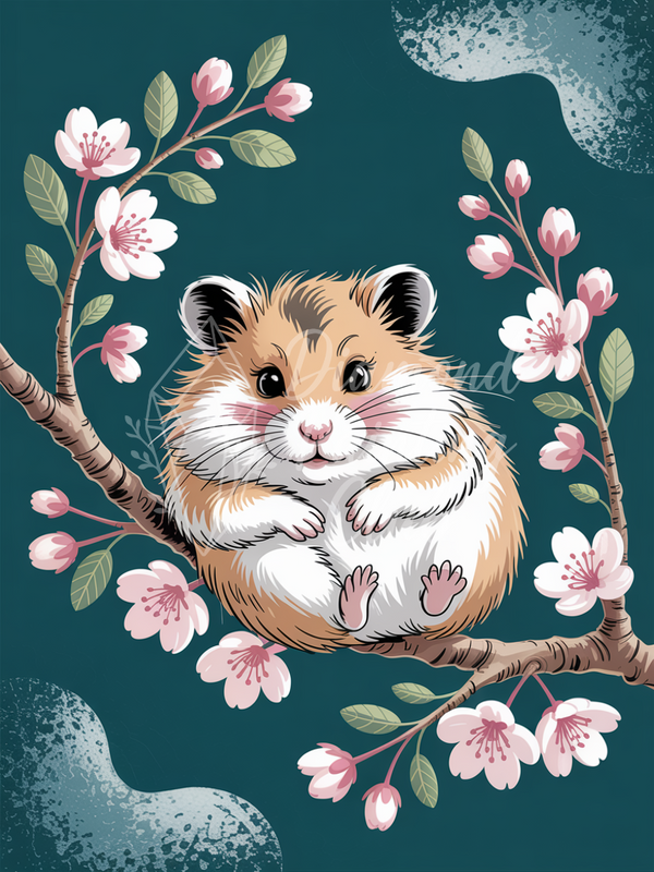 Broderie Diamant Hamster en Fleur