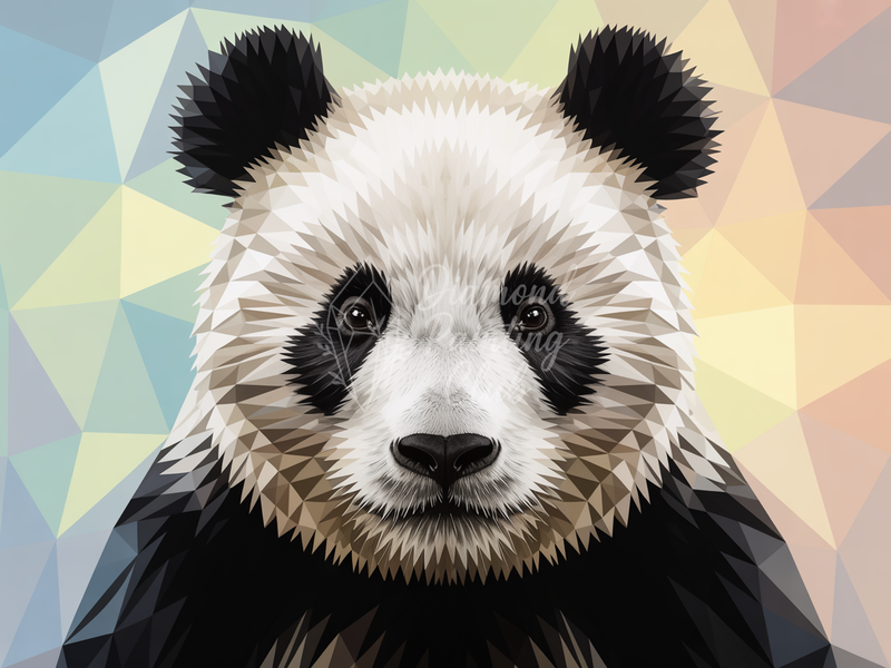 Broderie Diamant Portrait de Panda Polygonal