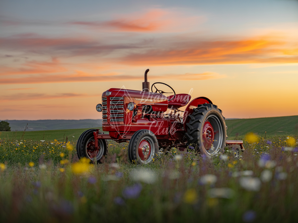 Broderie Diamant Tracteur au Crépuscule