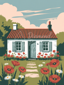 Broderie Diamant Cottage Fleuri