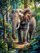 Broderie Diamant Éléphant Paisible