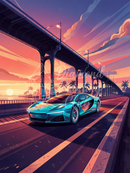 Broderie Diamant Voiture Turquoise