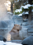 Broderie Diamant Capybara aux Sources Chaudes