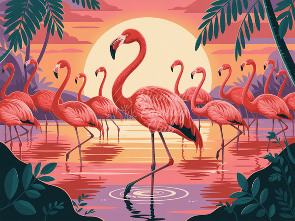 Broderie Diamant Tropical des Flamants