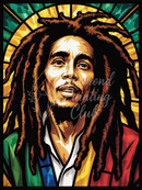 Broderie Diamant Bob Marley Vitrail Tricolore