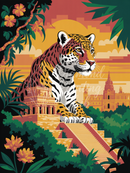 Broderie Diamant Jaguar et Cité Maya