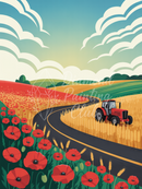 Broderie Diamant Tracteur sur Route