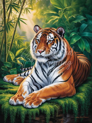 Broderie Diamant Tigre Repos