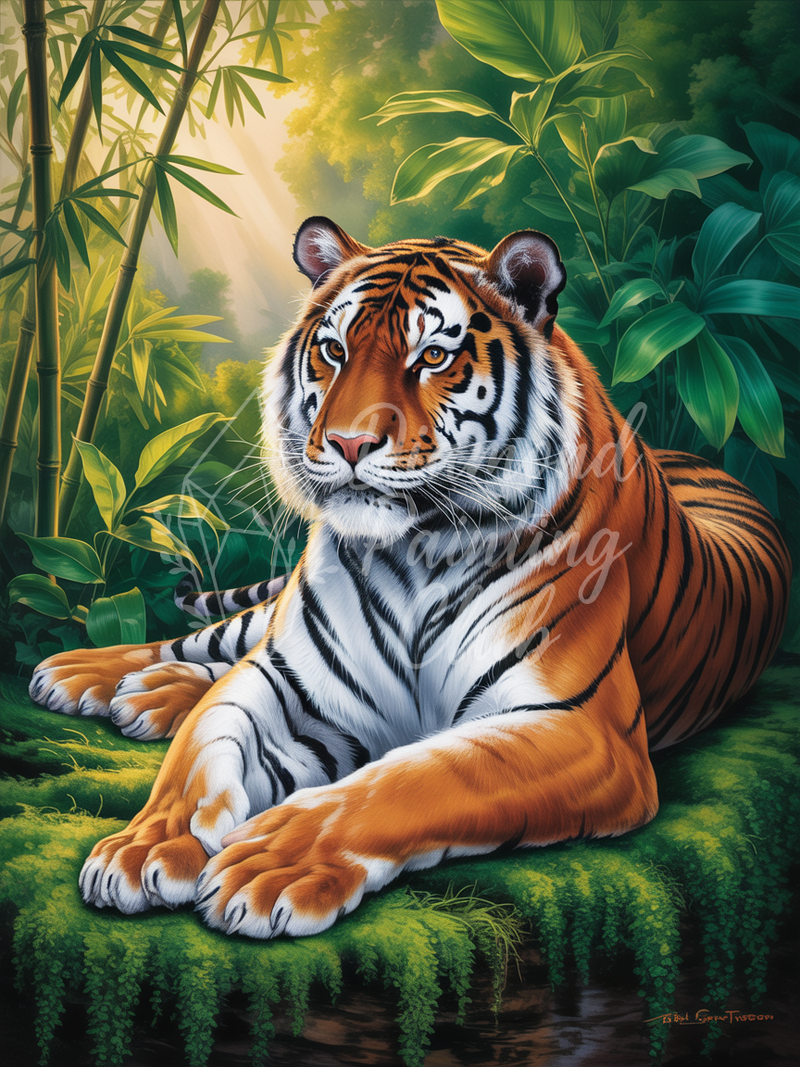 Broderie Diamant Tigre Repos