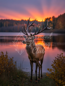 Broderie Diamant Cerf au Bord