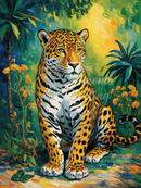 Broderie Diamant Jaguar au Cœur de la Jungle